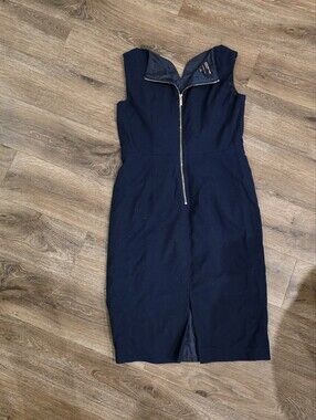 Jones New York Navy Zip-Front Sheath Dress